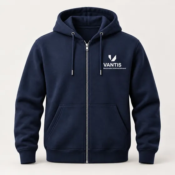 Zip Hoodie, branded with the Vantis logo