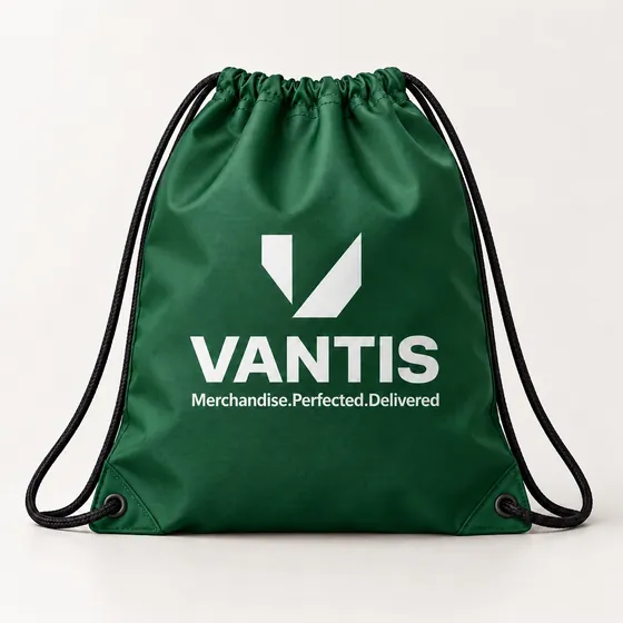 Drawstring Bag, branded with the Vantis logo