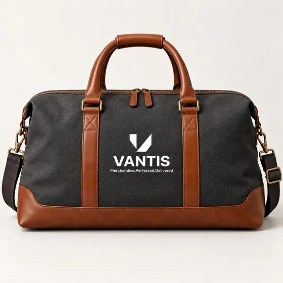Weekender Bag, branded with the Vantis logo