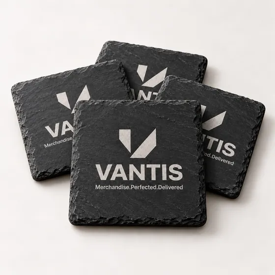 Coaster Set, branded with the Vantis logo