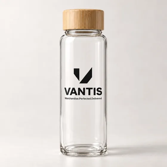 Glass Bottle, branded with the Vantis logo