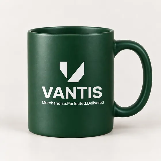 Matte Mug, branded with the Vantis logo