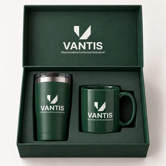 Coffee Set, branded with the Vantis logo