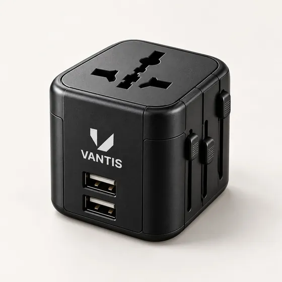Travel Adapter, branded with the Vantis logo